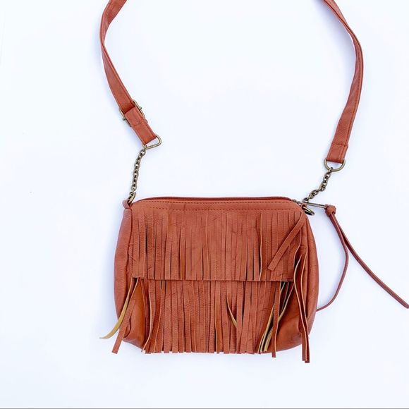 Handbags - Boho Brown Faux Leather Fringe Crossbody Purse